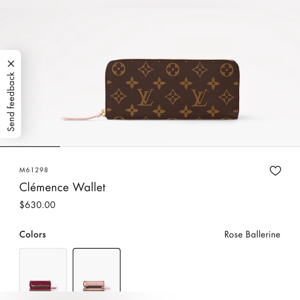 Authentic Louis Vuitton Rose Ballerine Pink and Brown Zipper Clemence zip Wallet - Picture 2 of 14